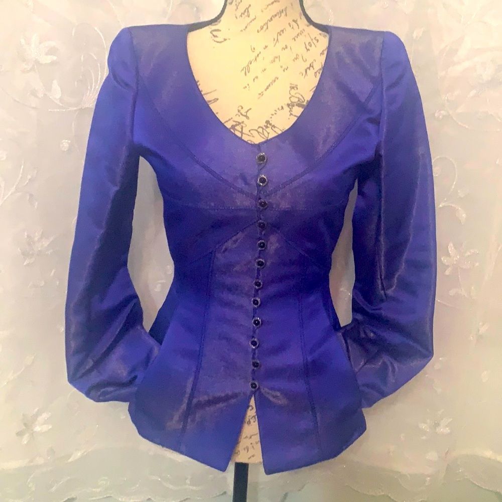 Custom Made | Vintage | Blue Tailored Jacket | Nice Corset fitting | size 0